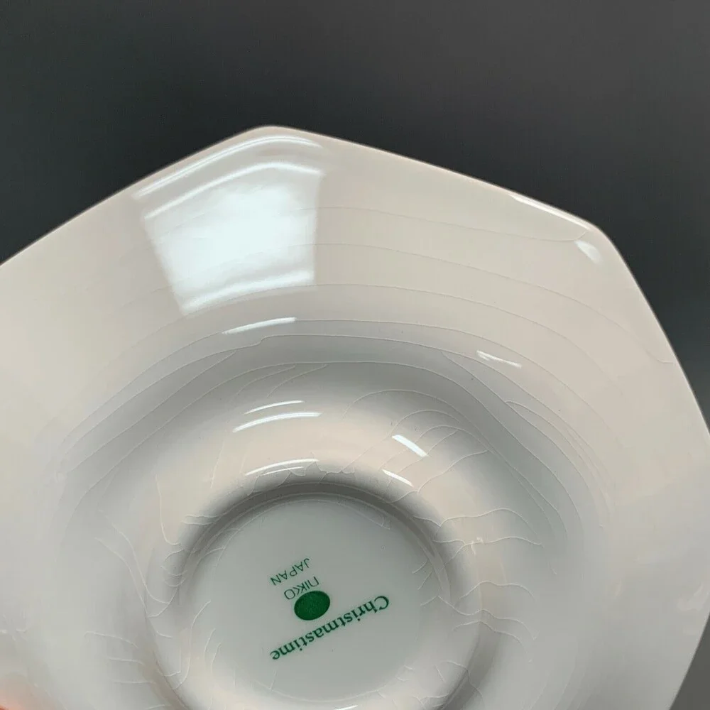 Nikko Christmastime Japan White‎ Green Holly Berries Saucers Plates Lot of 3